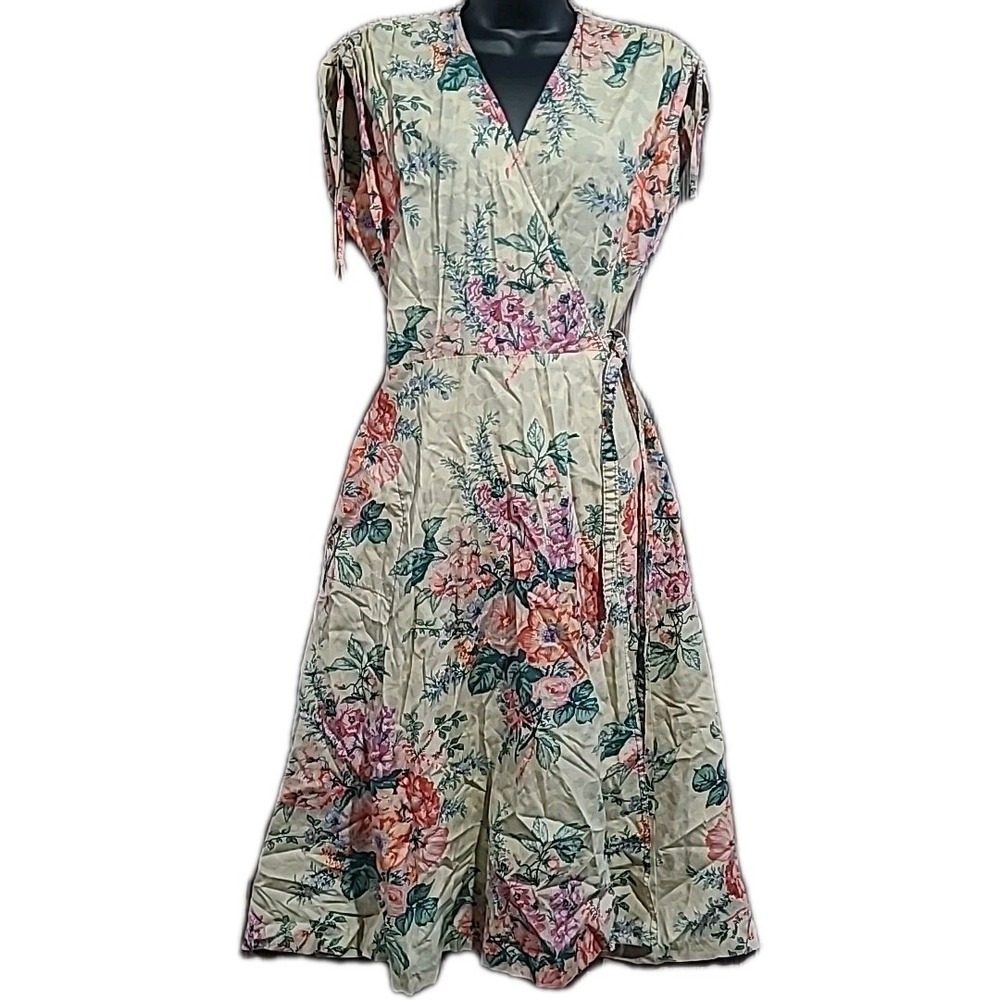 VTG Young Edwardian by Arpeja Floral Wrap Dress 8-10 Romantic Cottagecore READ